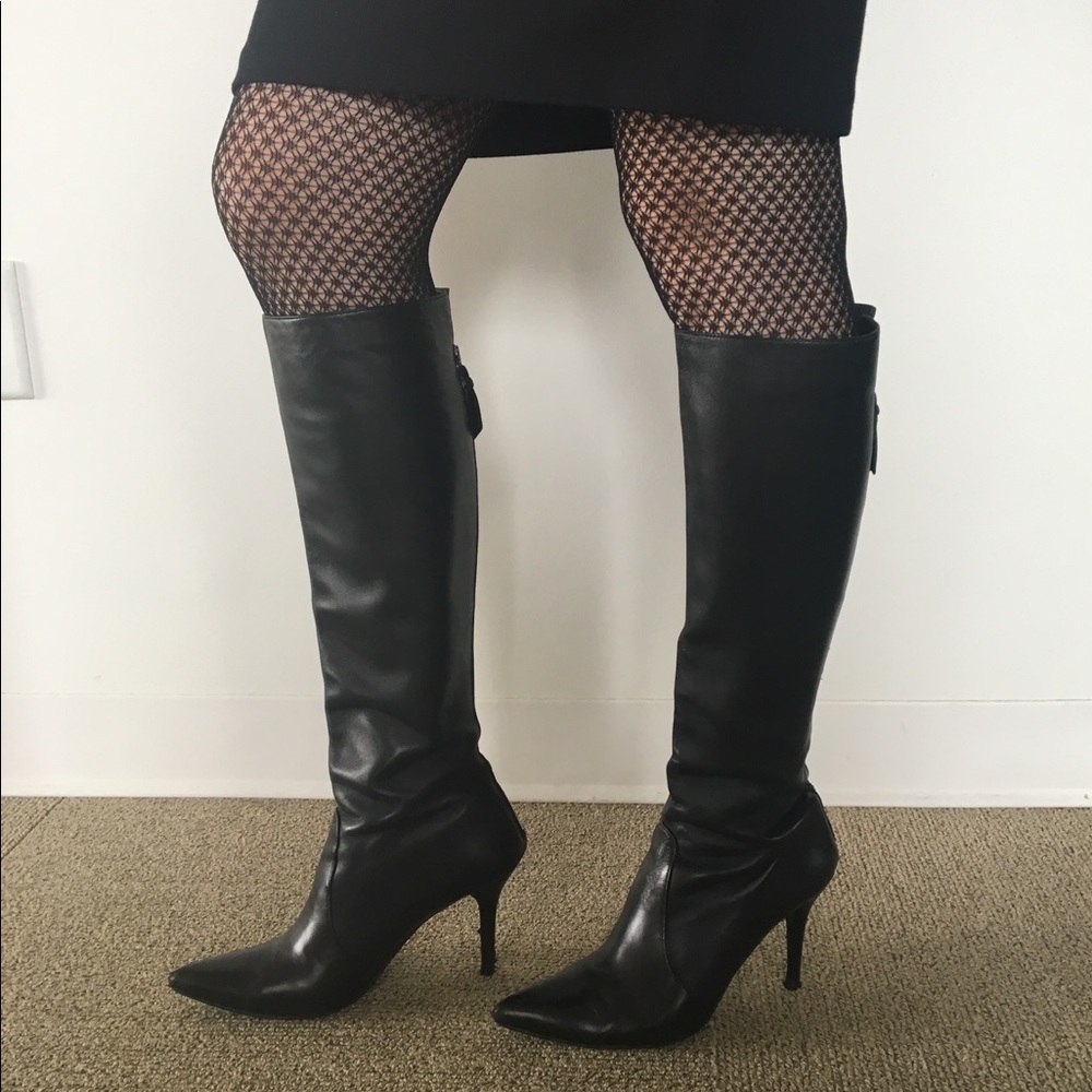Black knee high stiletto Stuart Weitzman boots 8